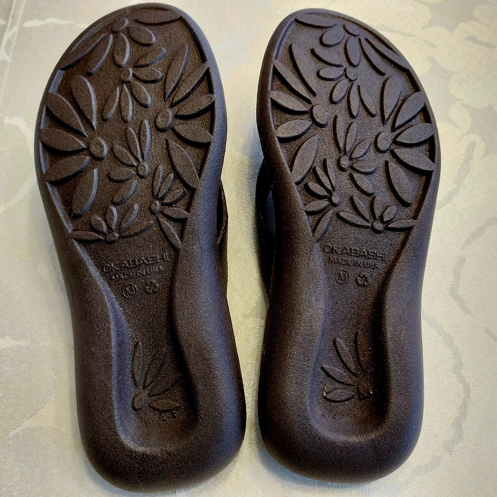 Okabashi Women's Maui Ergonomic Flip Flops Sandals Size Medium Brown Comfort - Picture 8 of 11